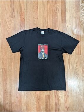 Supreme Black Graphic 'American Psycho' Tshirt Great Condition Size Large